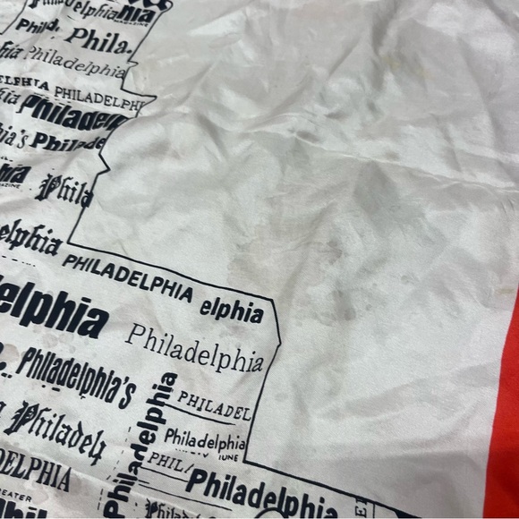 Vtg Philadelphia Silk Scarf with Red Border Made in Italy - Picture 3 of 9